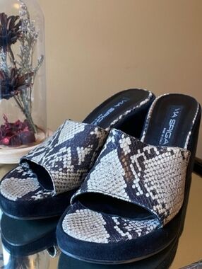 Vintage Via Spiga Chunky Snakeskin Wedges